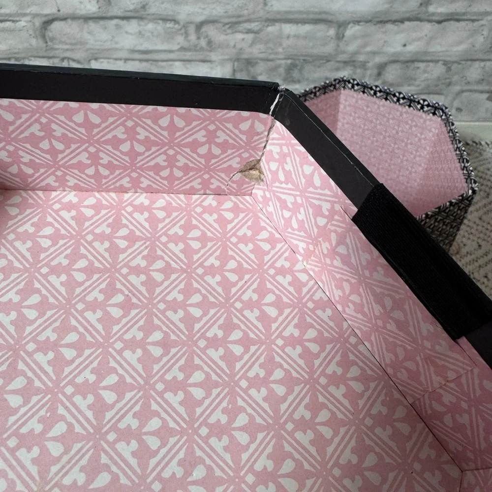 Decorative Black Gift Box with Pink Accents